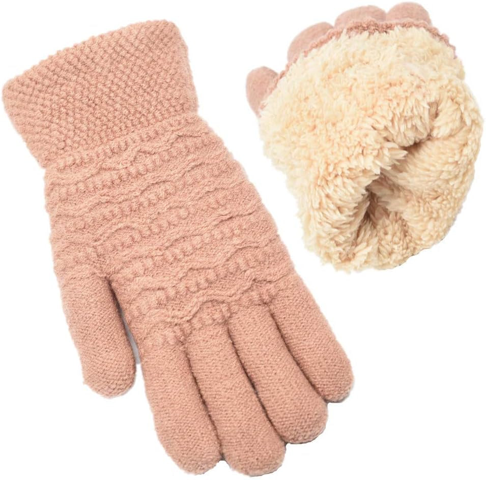 Women'S Winter Warm Touch Screen Gloves Womens Thermal Cable Knit Wool Fleece Li