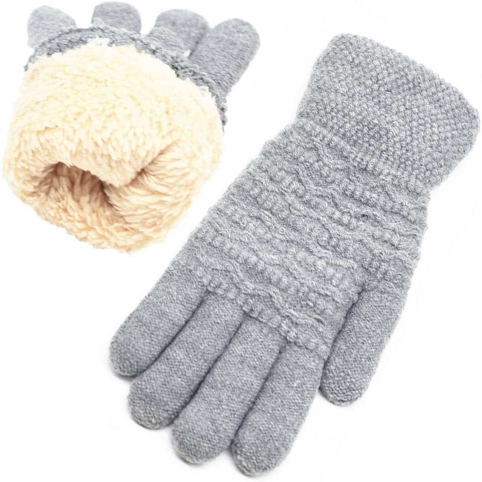 Women'S Winter Warm Touch Screen Gloves Womens Thermal Cable Knit Wool Fleece Li