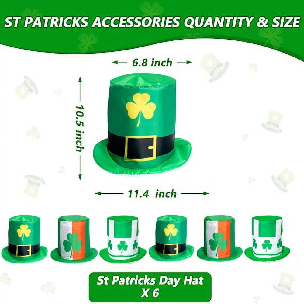 6 Pack St Patrick'S Day Hat for Men Women Shamrock Green Top Hat St. Patricks Day Party Favor Accessories