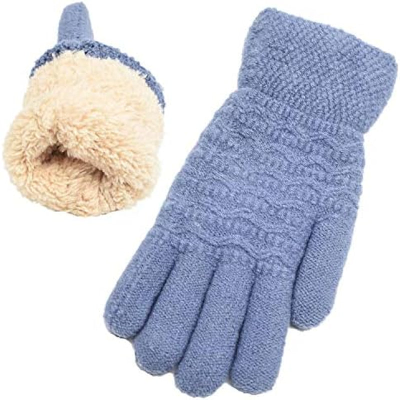 Women'S Winter Warm Touch Screen Gloves Womens Thermal Cable Knit Wool Fleece Li