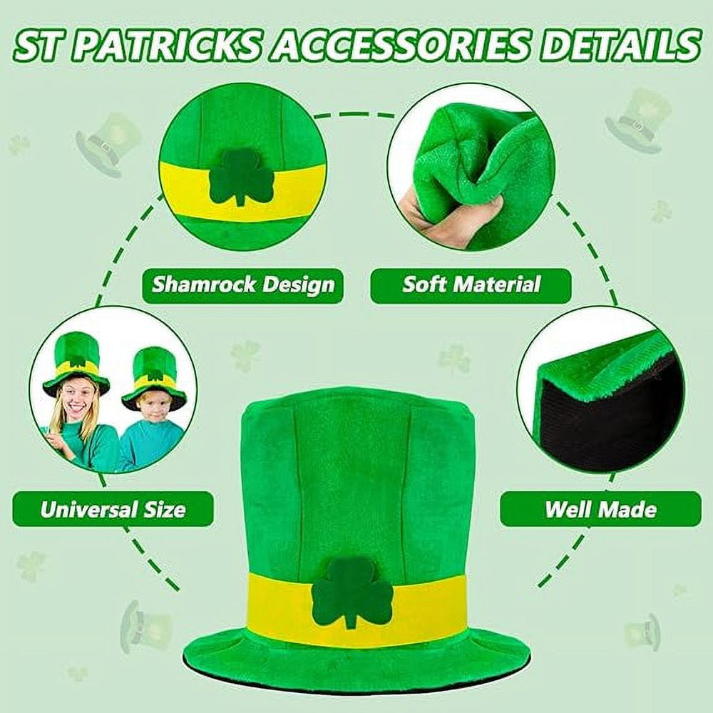 6 Pack St Patrick'S Day Hat for Men Women Shamrock Green Top Hat St. Patricks Day Party Favor Accessories