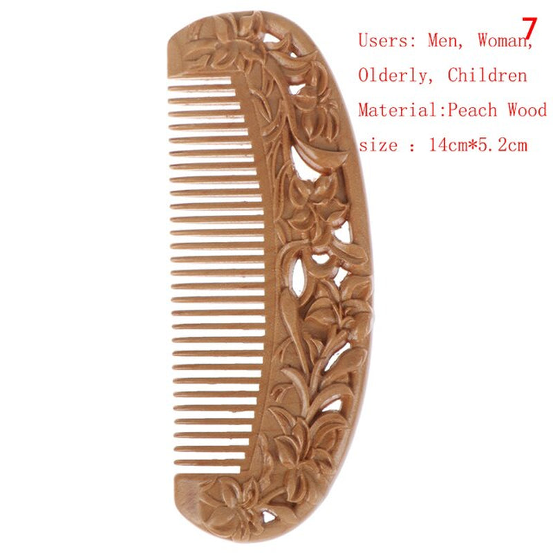 "Revitalize Your Hair with Our Natural Ebony Anti-Static Massage Comb - Portable, Wide-Toothed, and Made from Solid Wood!"