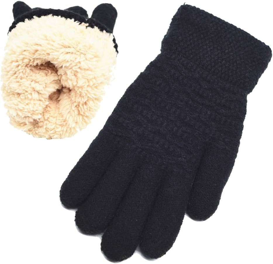 Women'S Winter Warm Touch Screen Gloves Womens Thermal Cable Knit Wool Fleece Li